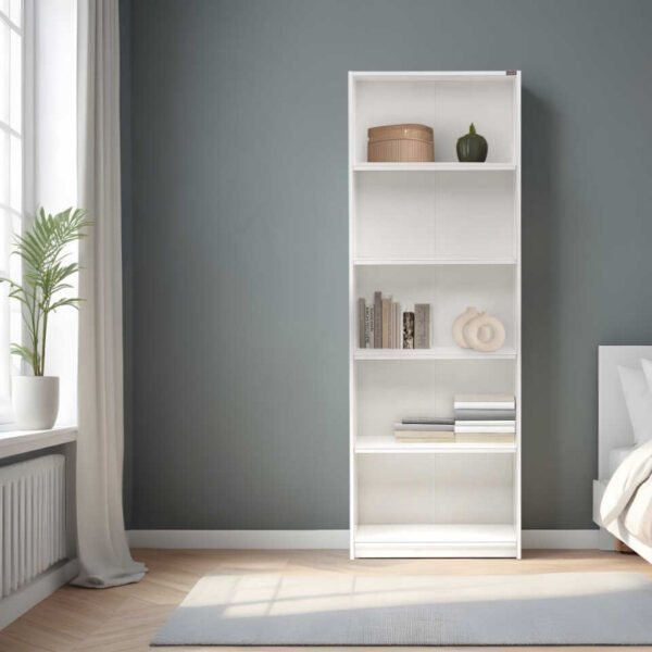Βιβλιοθήκη μελαμίνης Max Megapap σε χρώμα λευκό 58x23x170εκ. - Image 3