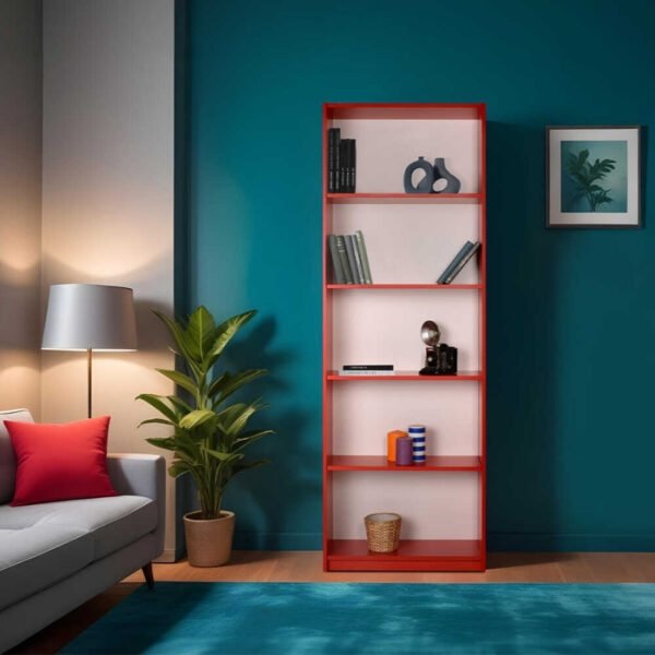 Βιβλιοθήκη μελαμίνης Max Megapap σε χρώμα κόκκινο 58x23x170εκ. - Image 2