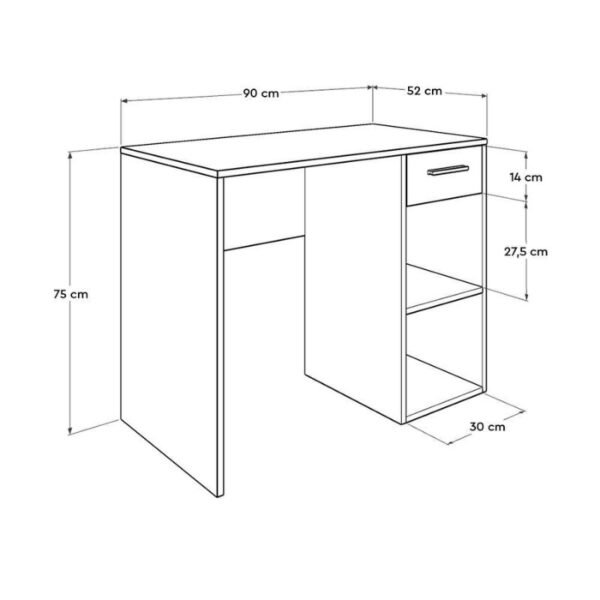Γραφείο εργασίας Concept Pc Megapap από μελαμίνη σε χρώμα λευκό 90x52x75εκ. - Image 4