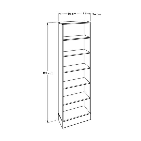 Βιβλιοθήκη μελαμίνης Base Megapap χρώμα oak - λευκό 60x26x197εκ. - Image 3