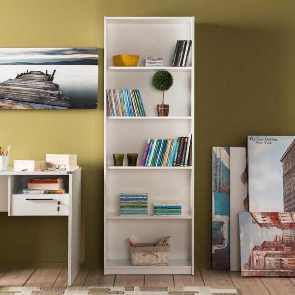 Βιβλιοθήκη μελαμίνης Max Megapap χρώμα λευκό 64x26x182εκ. - Image 3