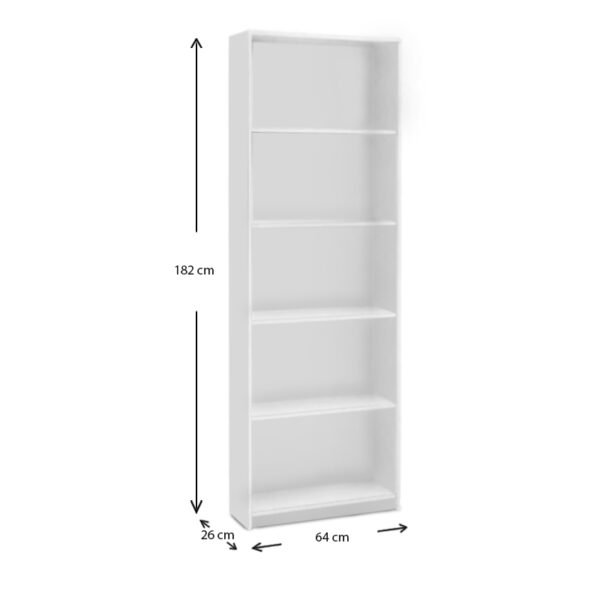 Βιβλιοθήκη μελαμίνης Max Megapap χρώμα λευκό 64x26x182εκ. - Image 4