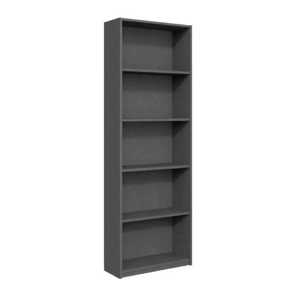 Βιβλιοθήκη μελαμίνης Max Megapap χρώμα ανθρακί 58x23x170εκ.