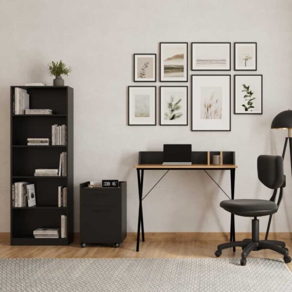 Βιβλιοθήκη μελαμίνης Max Megapap χρώμα ανθρακί 58x23x170εκ. - Image 3
