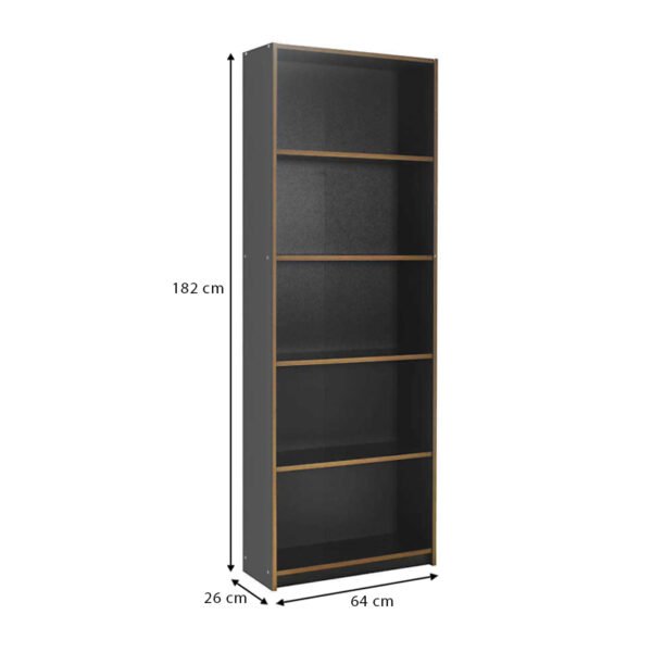 Βιβλιοθήκη Max Megapap χρώμα ανθρακί 64x26x182εκ. - Image 4