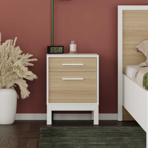 Κομοδίνο London Megapap χρώμα λευκό - oak 45x41x60εκ. - Image 2