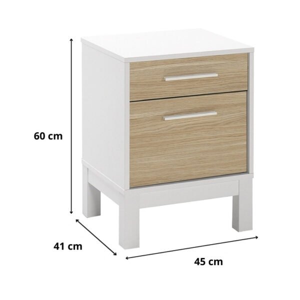 Κομοδίνο London Megapap χρώμα λευκό - oak 45x41x60εκ. - Image 5