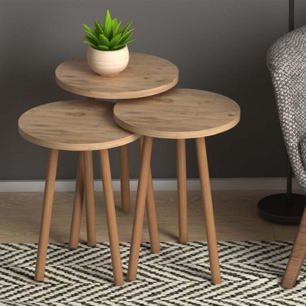 Βοηθητικά τραπεζάκια Roma Megapap από μελαμίνη χρώμα pine oak - Image 2
