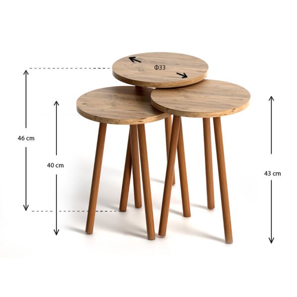 Βοηθητικά τραπεζάκια Roma Megapap από μελαμίνη χρώμα pine oak - Image 3