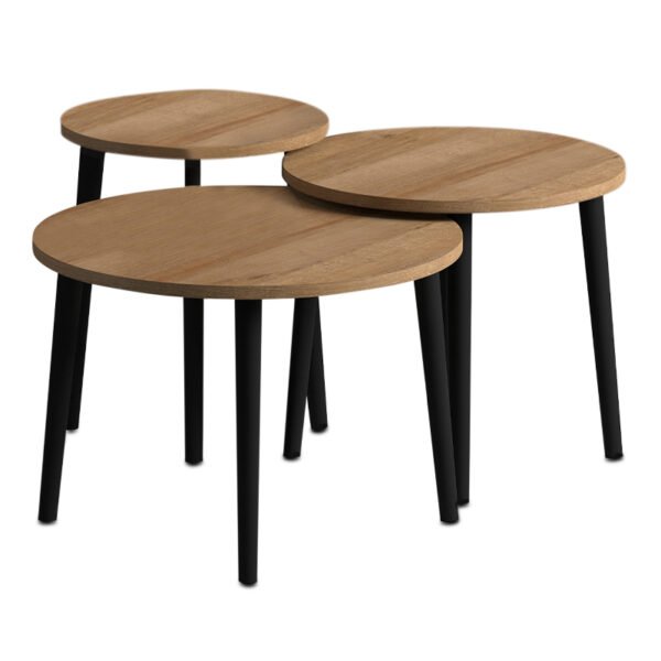 Τραπεζάκι σαλονιού σετ 3 τμχ Roma Megapap χρώμα oak Φ60x46εκ. - Image 2