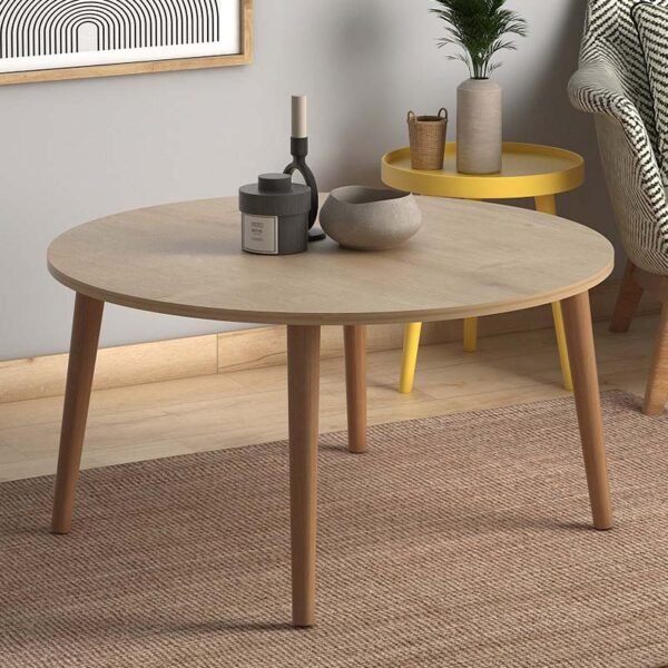 Τραπεζάκι σαλονιού Circle Megapap από μελαμίνη χρώμα oak 90x90x40εκ. - Image 2