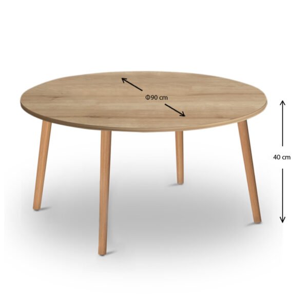 Τραπεζάκι σαλονιού Circle Megapap από μελαμίνη χρώμα oak 90x90x40εκ. - Image 3