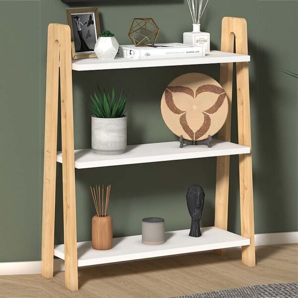 Βιβλιοθήκη Como Megapap από μελαμίνη χρώμα λευκό - oak 63x22x80εκ. - Image 2