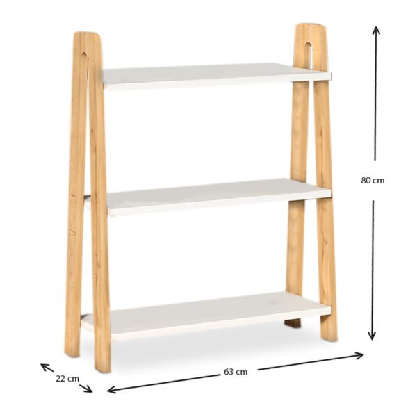 Βιβλιοθήκη Como Megapap από μελαμίνη χρώμα λευκό - oak 63x22x80εκ. - Image 3