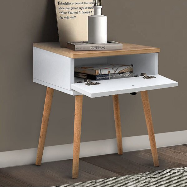 Κομοδίνο Pauline Megapap μελαμίνης χρώμα pine - λευκό 45x35x61εκ. - Image 3