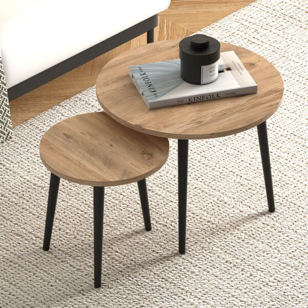 Τραπεζάκι σαλονιού σετ 2 τμχ Roma Megapap χρώμα oak 60x60x46εκ. - Image 2