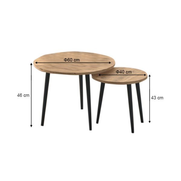 Τραπεζάκι σαλονιού σετ 2 τμχ Roma Megapap χρώμα oak 60x60x46εκ. - Image 4