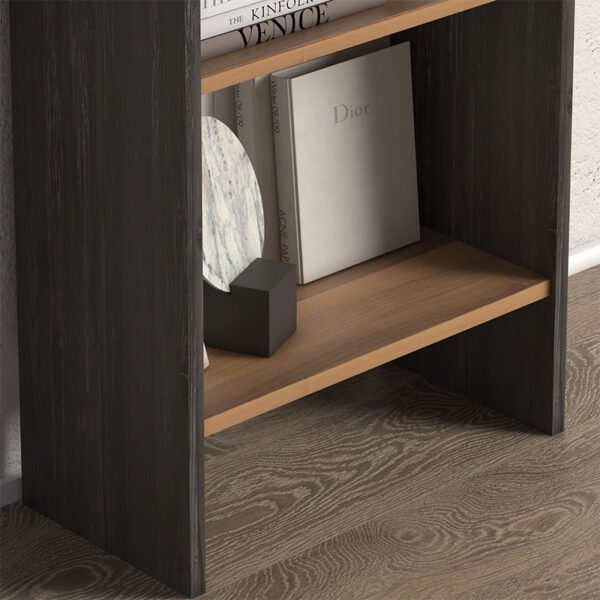 Βιβλιοθήκη μελαμίνης Flora Megapap χρώμα industrial grey - oak 52x25x158εκ. - Image 4