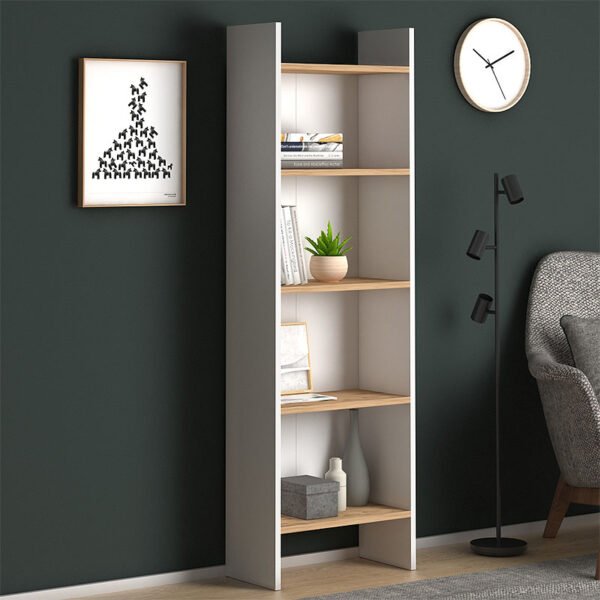 Βιβλιοθήκη μελαμίνης Flora Megapap χρώμα white pine 52x25x158εκ. - Image 2