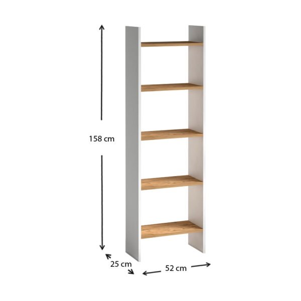 Βιβλιοθήκη μελαμίνης Flora Megapap χρώμα white pine 52x25x158εκ. - Image 5