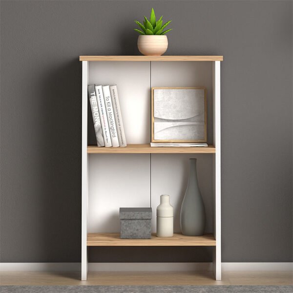 Βιβλιοθήκη μελαμίνης Flora Megapap χρώμα white - oak 52x25x80εκ. - Image 3