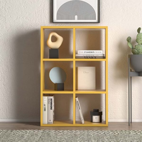 Βιβλιοθήκη Cube Megapap από μελαμίνη χρώμα κίτρινο 73,5x34x109εκ. - Image 3