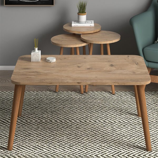 Τραπεζάκι σαλονιού σετ 4 τμχ Soul Megapap χρώμα oak 90x55x43εκ. - Image 3