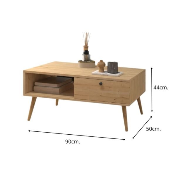 Τραπεζάκι σαλονιού Napoli Megapap χρώμα oak 90x50x44εκ. - Image 4