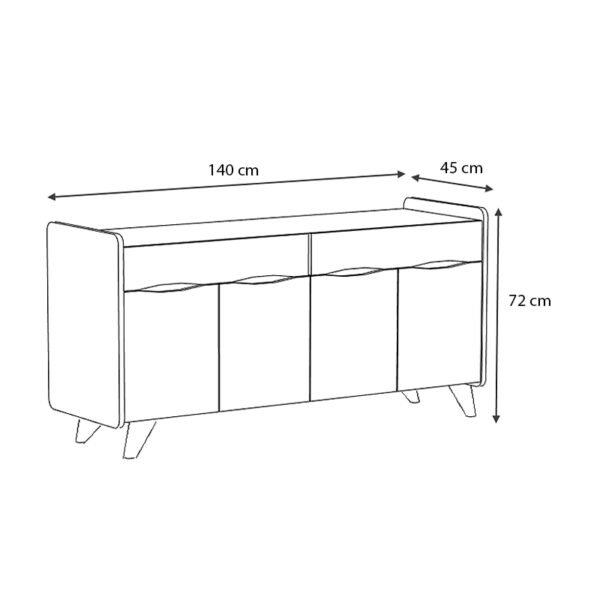 Μπουφές μελαμίνης Sila Megapap χρώμα λευκό 140x45x72εκ. - Image 4