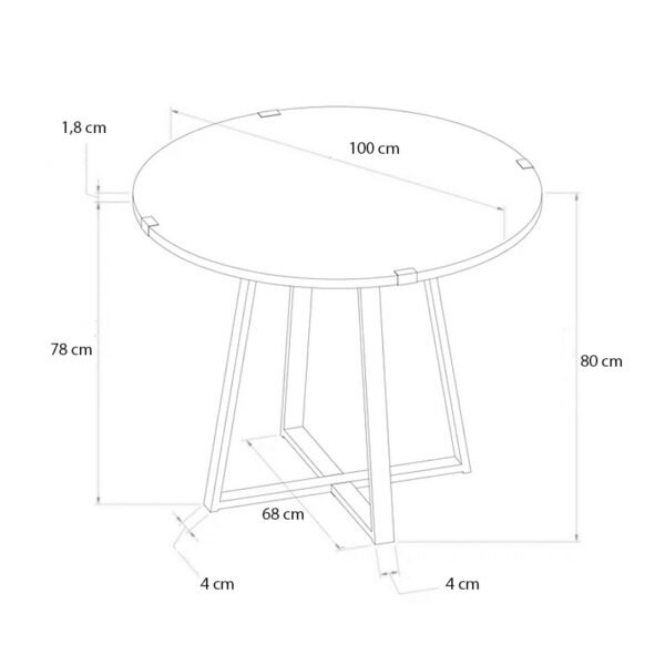 Τραπέζι Rubes Megapap χρώμα καρυδί - ανθρακί 100x100x78εκ. - Image 3