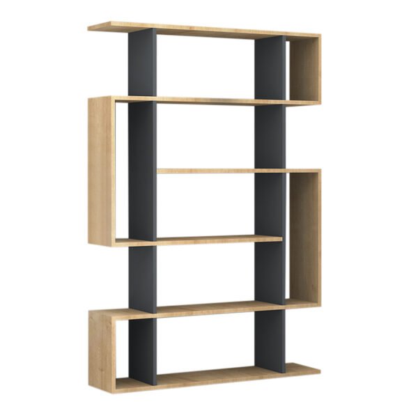 Βιβλιοθήκη μελαμίνης Clint Megapap χρώμα sonoma - ανθρακί 108x25x161εκ. - Image 3