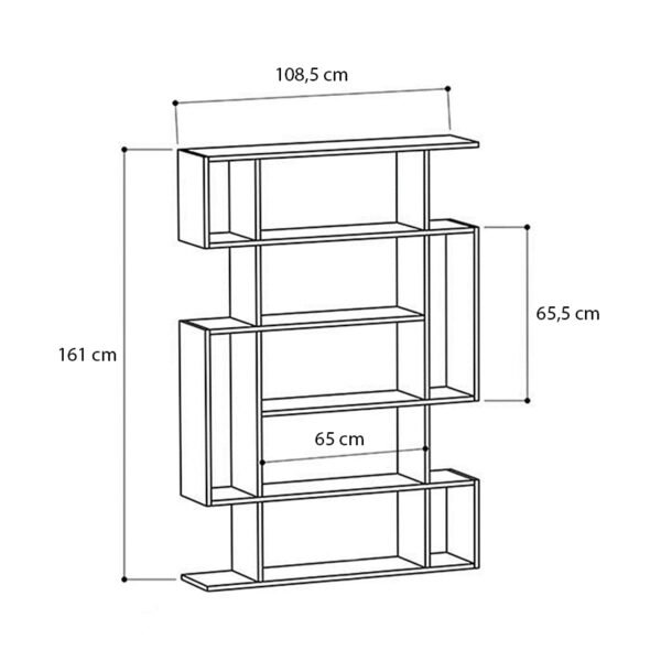 Βιβλιοθήκη μελαμίνης Clint Megapap χρώμα sonoma - ανθρακί 108x25x161εκ. - Image 4