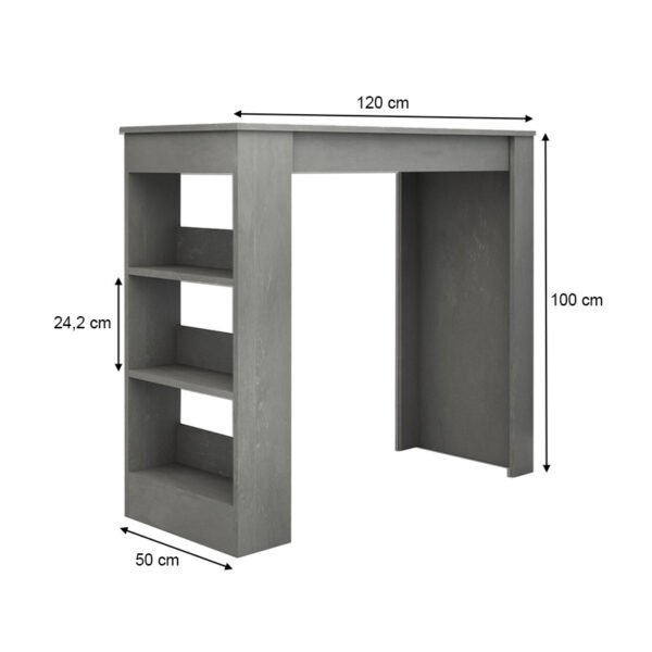Τραπέζι μπαρ Deep Megapap χρώμα γκρι σκυροδέματος 120x50x100εκ. - Image 4