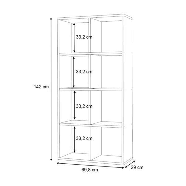 Βιβλιοθήκη Anser Megapap χρώμα λευκό 69,8x29x142εκ. - Image 4