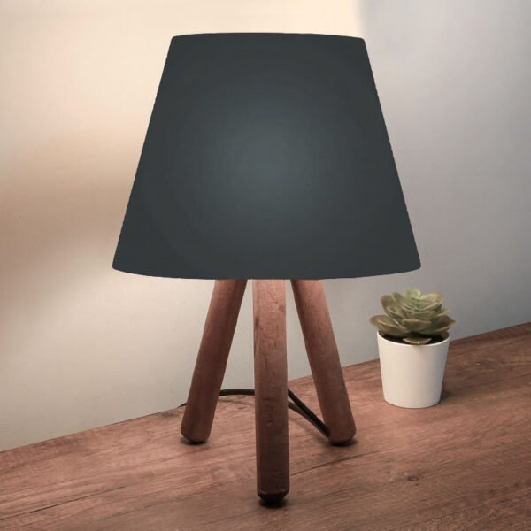 Φωτιστικό επιτραπέζιο Lander Megapap ύφασμα Pvc/ξύλο χρώμα μαύρο/καφέ 22x17x32εκ. - Image 2