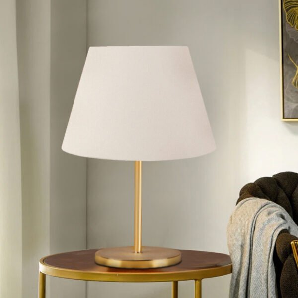 Φωτιστικό επιτραπέζιο Rosenthal Megapap ύφασμα Pvc χρώμα κρεμ/χρυσό 22x17x37εκ. - Image 2