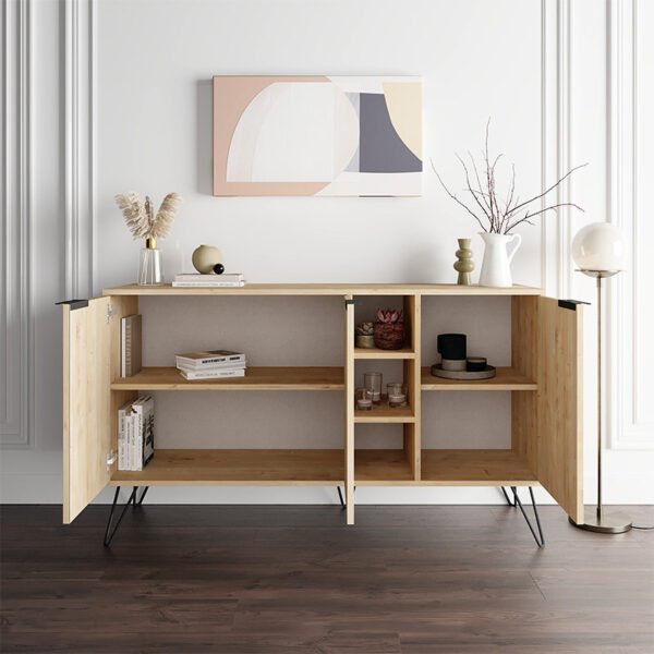 Μπουφές μελαμίνης Clara Megapap χρώμα φυσικό οξιάς 142x35,6x83εκ. - Image 2