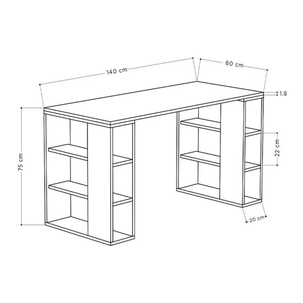 Γραφείο εργασίας Colmar Megapap από μελαμίνη χρώμα sapphire oak 140x60x75εκ - Image 5