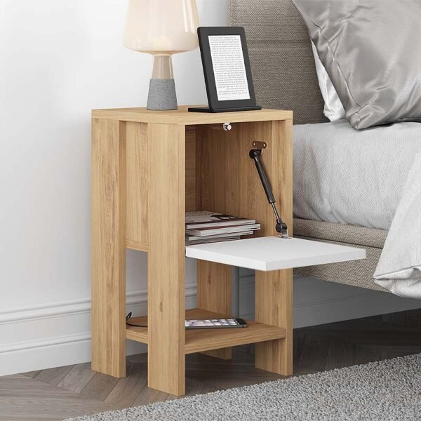 Κομοδίνο Ema Megapap χρώμα sapphire oak - λευκό 30x30x55εκ. - Image 2