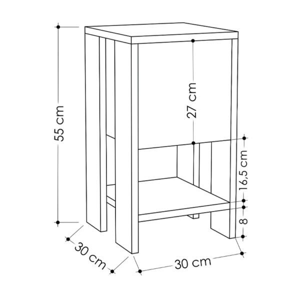Κομοδίνο Ema Megapap χρώμα ανοιχτό καρυδί 30x30x55εκ. - Image 6
