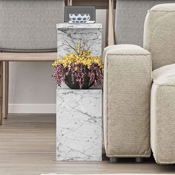 Βοηθητικό τραπεζάκι Homemania Megapap χρώμα λευκό εφέ μαρμάρου 60x20x60εκ. - Image 3