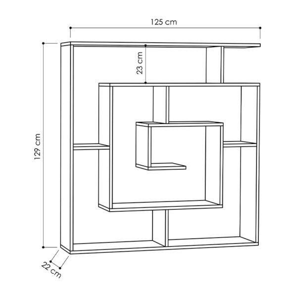 Βιβλιοθήκη μελαμίνης Labirent Megapap χρώμα ανθρακί 125x22x129εκ. - Image 3
