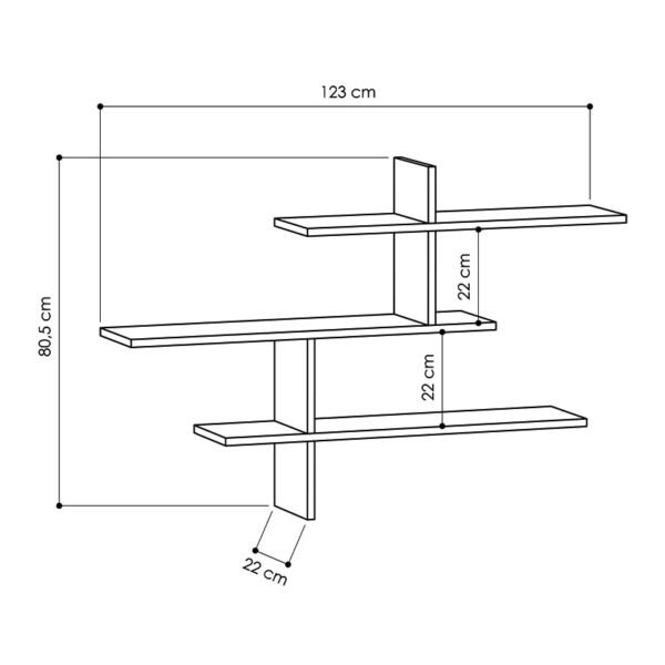 Ραφιέρα τοίχου Leo Megapap χρώμα ανοιχτό καρυδί 123x22x80εκ. - Image 6