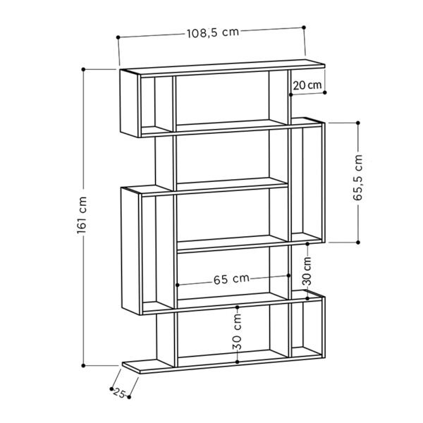 Βιβλιοθήκη μελαμίνης Mito Megapap χρώμα λευκό 108x25x161εκ. - Image 3