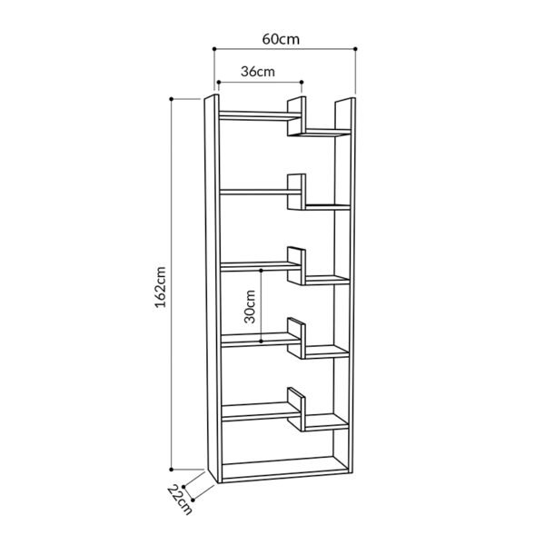 Βιβλιοθήκη μελαμίνης Oppa Megapap χρώμα λευκό 60x22x162εκ. - Image 3