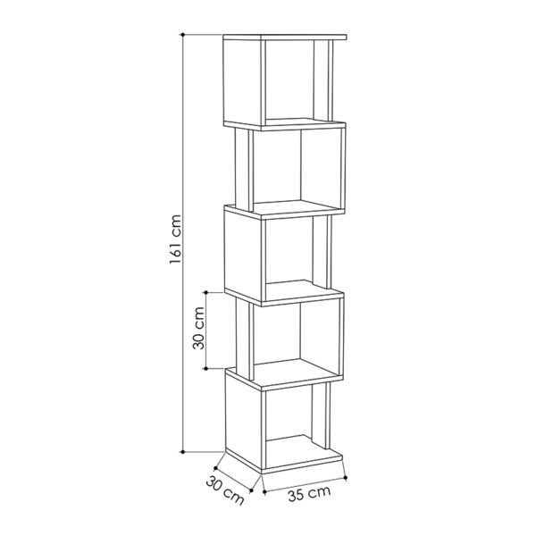 Βιβλιοθήκη Piri Megapap από μελαμίνη χρώμα λευκό 35x30x161εκ. - Image 3
