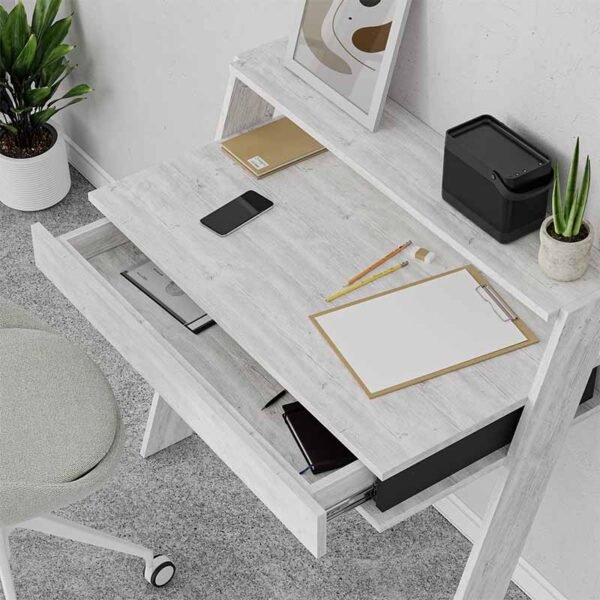 Γραφείο εργασίας Cowork Megapap από μελαμίνη χρώμα λευκό αντικέ 94x50x91εκ. - Image 3