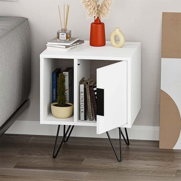 Κομοδίνο μελαμίνης Glynn Megapap χρώμα λευκό 50,2x44,6x60εκ. - Image 2