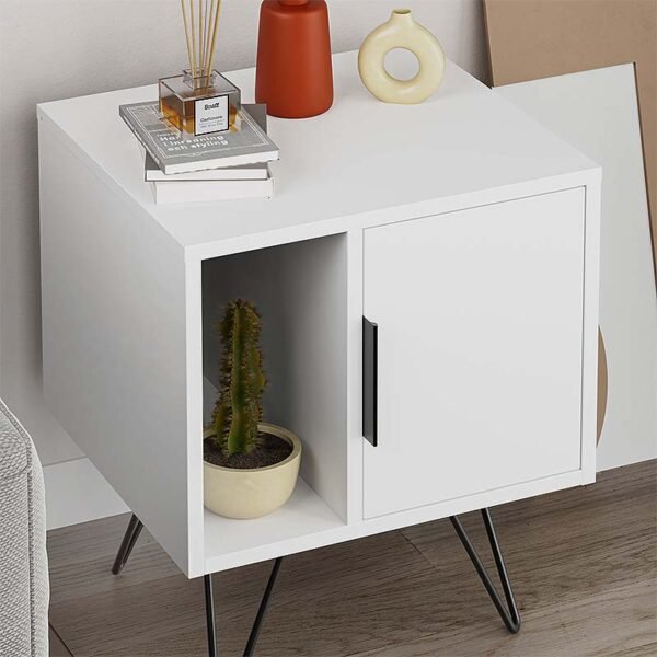 Κομοδίνο μελαμίνης Glynn Megapap χρώμα λευκό 50,2x44,6x60εκ. - Image 3