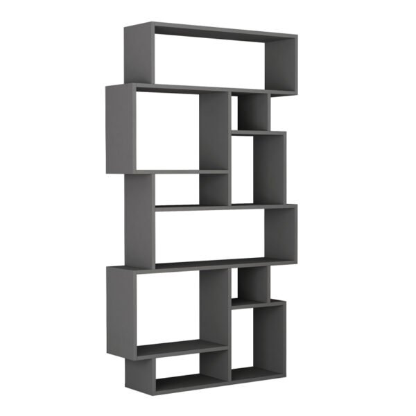 Βιβλιοθήκη μελαμίνης Karmato Megapap χρώμα ανθρακί 96x25,5x168,5εκ. - Image 2